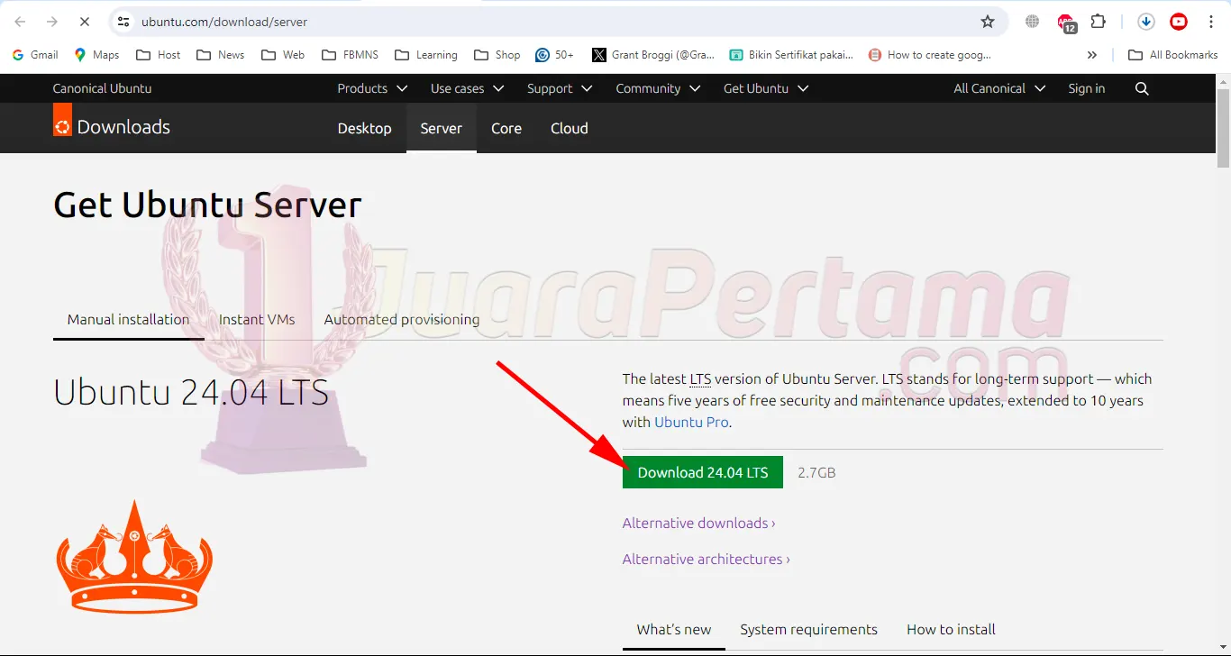 Instalasi Ubuntu Server di VirtualBox - Download